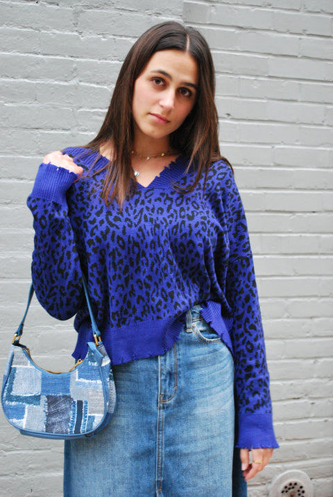 Royal animal print knit sweater