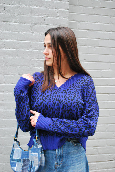 Royal animal print knit sweater